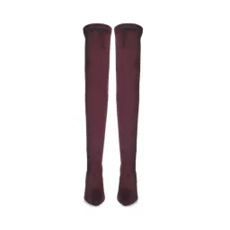 Saint G Womens Burgundy Stretch Suede Thigh Casual Boots image 5