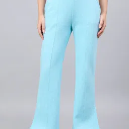 98 Degree North Women Turquoise Fleece Flared Textured Trackpant-image-66
