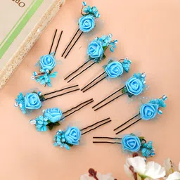 Silvermerc Designs Women Blue Embellished U Pins-image-6