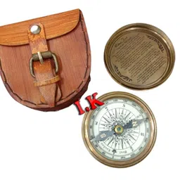 generic Robert Forest Poem Compass Brass Pocket Transit Compass - Robert Frost Poem Best Gift for Nautical Lovers Vintage Compass with Leather case Antique Compass image 5