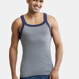 Jockey Men Grey Melange Solid Innerwear Vest With Printed Detailing US54-0105-MGRML image 3