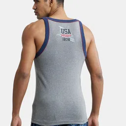 Jockey Men Grey Melange Solid Innerwear Vest With Printed Detailing US54-0105-MGRML image 5