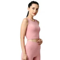SOIE Sleeveless Quick Dry Athleisure Crop Top-Blush image 3