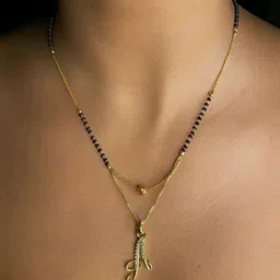 JEWEL WORLD Gold-Plated Stone-Studded Beaded Mangalsutra image 5