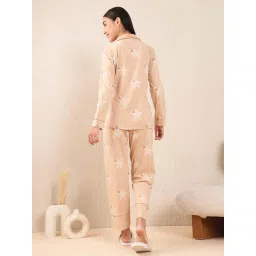 Sweet Dreams Women Printed Shirt With Pyjama Beige image 3
