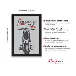 eCraftIndia Black & Grey The Journey Itself Is My Home Satin Matte Texture UV Art Painting image 4