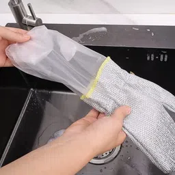 LUIE TEK LIYA Wire Dishwashing Gloves, Kitchen & Household Cleaning Gloves, Heat Insulating & Waterproof, Reusable, Silver image 4