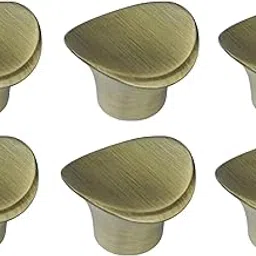 Homeware Studio Zinc Furniture Handle Knobs | Suitable for Kitchen Cupboard, Drawer, Dresser, Wardrobe, Cabinet (Antique Brass) (Antique Gold, Pack of 6) image 1