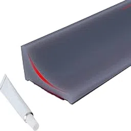 RANUR Silicone Water Stopper with Waterproof Glue Collapsible Threshold Water Dam Barrier Strip for Shower, Self-Adhesive, Water Retaining Bendable Strip, Dry and Wet Separation (1 Meter, Grey) image 1