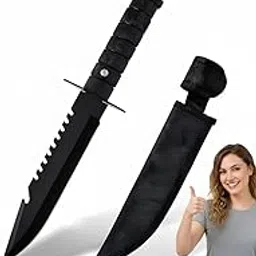 SIXSIGMA® Stainless Steel Utility Knife with Safety Cover – Multipurpose Hone & Kitchen Knife for Cutting, Chopping & Slicing | Non-Slip Handle (Black, Set of 1)-image-18