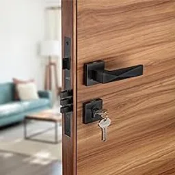 LAPO Premium Locks for Main Door, Mortise Door Lock Handlesets with 3 Brass Keys, Bedroom Door Lock, Handle Lock for Home,Office,Hotel | Black Finish | 3 Years Warranty Ro-131-image-0