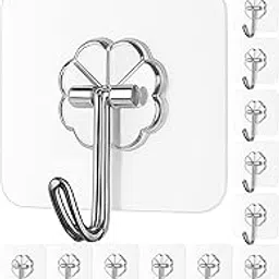 A S ~ Enterprises 10 Pieces PVC Heavy Duty Self Adhesive Stainless Hooks Transparent Waterproof and Oilproof Wall Hooks for Kitchen, Bathroom Shower Door Outdoor Home Improvement Utility Hook-image-44