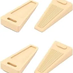 Prostuff.in 4 Pcs of Door Stopper Finger Protector Door Stopper Wedge Shaped Rubber Home Office Door Stoppers Stackable, Beige Color-image-0
