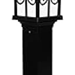 GIGAWATTS 30” Trishul Bollard Gate Light Waterproof Garden Pillar Lamp and Home Exterior Decoration Pole Lamps for Home Patio Compound Entryway Pathway Area (Pack of 1, Black Aluminium) image 1