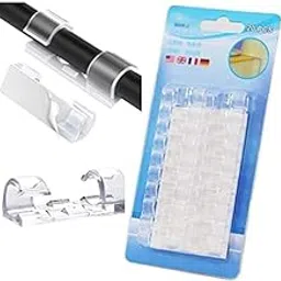 SpiderJuice 10Pc Plastic Transparent Self Adhesive Wire Organizer Cable Management Clips Holding Clamp Hook for Home Office Desktop WiFi USB Mess Manager with Foam Sticker-picture-64