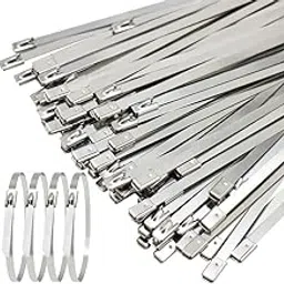 ROKTRY Stainless Steel Cable Ties, Reusable Self-Sealing Fastening Ring Tie, Multi-Purpose Metal Hardware Organizer Outdoor Fence Wire, Vehicles, Cables, Exhaust Pipes (5 pcs)-picture-10