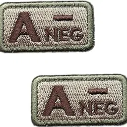 Tactical Blood Type A- Negative NEG Hook and Patch Embroidered Morale Military Badge for Outdoors Patches (Brown A-)-image-51
