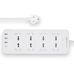 Amazon Basics Extension Board with 8 Sockets and 4 USB Ports | Power Strip with 3 USB + 1 Type C Ports | Supports Upto 1500W / 6A | 2 m Cord Length-image-85