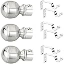 Curtain Holders Brackets Set Accessories Parda Stand - Stainless Steel (Set of 6)-image-58