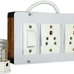 KRIJAS 3 Socket + 1 Switch Electric Extension PVC Board with 2 Meter Heavy-Duty Cable, 3-Pin Top 6Amp Wooden Swich Board Durable Product (15 Meter)-picture-18