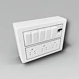 12 Modular Switch Board | 5 x 10A Switches, 3 x 10A Sockets, 1 x 32A MCB (1M) | Silver Line Surface Panel | Ready-to-Use Electric Board for Home, Kitchen, Shop | No Internal Wiring-image-84