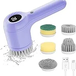 SMART WOMEN Electric Spin Scrubber, Power Scrubber Cordless Electric Shower for Cleaning with LED Display, for Bathroom, Tub, Kitchen Stove, Tile Grout with 5 Brush Heads-image-98