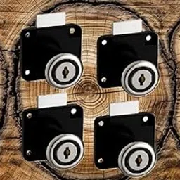 Smart Shophar Steel Kiwi Multipurpose Cabinet Drawer Lock for Cupboard Wardrobe Office Furniture Security Safe Locking Solution Durable Keys Storage Units Safety & Durability Black Silver Pack of 4-image-25