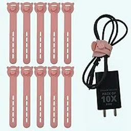 LivingBasics 10 Pcs Reusable Silicone Cable Ties (Pink)-picture-17