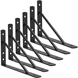 JP Irons Heavy Duty Shelf Brackets, 30.5 cm Length, Black Metal L-Brackets for Wall Mounted Shelves, Pack of (3)-image-89