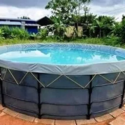 Muan Industries 3 Diameter 850 GSM Heavy Duty PVC Coated Fabric Multicolor Tarpaulin/Tirpal for Biofloc Round Fish Tank (Weight-18.03 Kg)-image-9