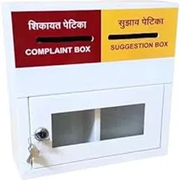 Lavicraft 2 Slits Metal Complaint Box/Suggestion Box (MR/Y) with Lock & Keys Suggestion Box (White)-image-2