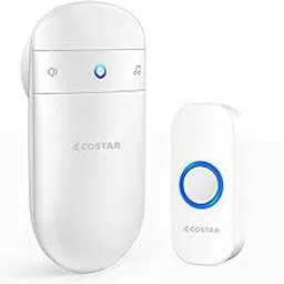 Costar Wireless Door Bell Kits Chime For Home Office With LED Light 300 Meter 1000 Feet Operating Range 32 Ringtones 5 Levels Volume,1 Receiver&1 Push Button Ip44 Waterproof(Pebble T300-M508)-picture-11