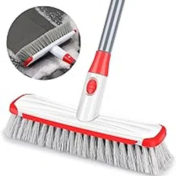 Floor Scrubber with Long Handle, 2 in 1 Scrubbing Brush Stiff Bristle Shower Cleaning Brush for Bathroom, Kitchen, Tub, Carpet, Grout, Tile(White)-picture-13
