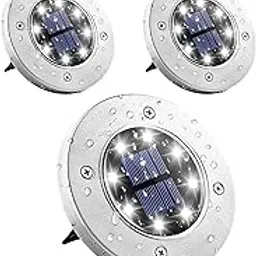 Drumstone (𝗦𝗽𝗲𝗰𝗶𝗮𝗹 𝟭𝟬 𝗬𝗲𝗮𝗿𝘀 𝗪𝗮𝗿𝗿𝗮𝗻𝘁𝘆 Solar-Powered Ground Lights – Waterproof LED Disk Lights for Outdoor Use – Auto On/Off, No Wiring, Long Battery Life – (Pack-3)-picture-12
