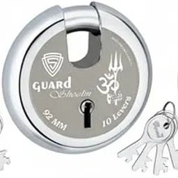 Pack of 3 Heavy Duty Round Disc Lock, 92mm Steel Security Padlock with 4 Keys, 10 LB Silver Suitable for Shutters of Commercial establishments or Warehouses.-picture-20