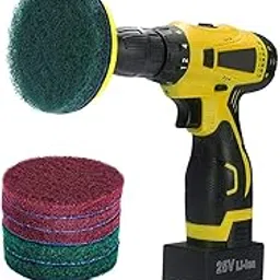 5 Inch Drill Power Brush Tile Scrubber Scouring Pads Cleaning Kit, 3 Red pads and 3 Green Pads, Drill Attachment Included, Heavy Duty Household Cleaning Household( Drill NOT Included) (5 Inch)-picture-15