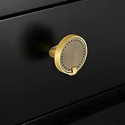 Plantex Knobs for Drawers/Drawer Knobs/Round Knob for Cabinets/Pull-Push Knob for Kitchen/Bedroom/Drawer - Pack of 1 (Brass Antique & Gold)-image-0