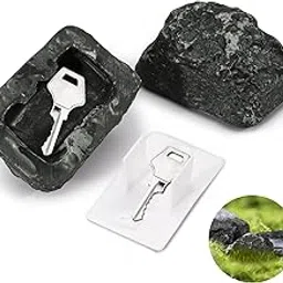 LELE LIFE 2Pcs Fake Rock Key Hiders Outside - Hide a Key Outside for House Safe, Hidden Spare Key Holder Looks Like Real Stone for Outdoor Garden or Yard,Style A-image-28