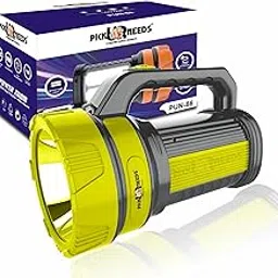 Pick Ur Needs 50W Rechargeable Long Range Search Torch Light with 2 Side Emergency Kissan Light (Yellow)-picture-19
