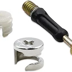 Biaungdo 20 Sets Cam Fittings with Dowel and Pre-Inserted Nut for Cabinet Furniture 3 in 1 Furniture Connecting Fittings, 35mm/1.4" Connecting Rod-image-5