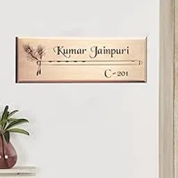 Ganesha Wooden Engraved House Name Plate for Home, Office Entrance. (Krishna Flute)-image-28