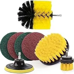 Power Drill Scrubber Brush Set, Multi-Function Drill Brush Attachment, 5 Type of Scrubber, Scrubber Brush for Bathroom, Floor, Shower, Corner, Wheel Hub, Sink (Without Drill Machine) (Yellow 8 Pcs)-picture-20