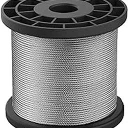 KNP 1mm GI Wire Rope.It is sufficient for home and outdoor use, such as chandeliers, clothesline, lightning cables between trees, garden lines, heavy-duty cables, Light strings in your backyard, etc image 1