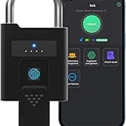 eLinkSmart Heavy Duty Fingerprint Padlock with Key Backup, Waterproof Bluetooth Biometric Keyless Electronic Smart Combination Lock for Outdoor Fence Gate Truck Pool Shed Gym Locker-picture-13