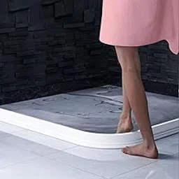 Delzon Water Barrier for Sink,Shower Threshold Water Dam Silicone Waterproof Barrier Bathroom and Kitchen (2 Meter-White)-image-35