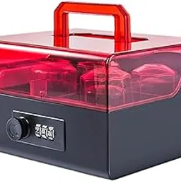 LR Decor E-Shop Seal Storage Case with Transparent Flip Cover Professional Stamper Organizer Black Red-image-92