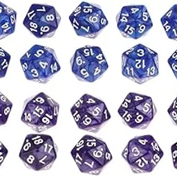 ATORSE Toy 20 Pieces 20 Sided Dice D20 Playing D&D RPG Party Games Dices Blue + Purple-Toys & Hobbies-Games-Board & Traditional Games-Contemporary Manufacture-image-12