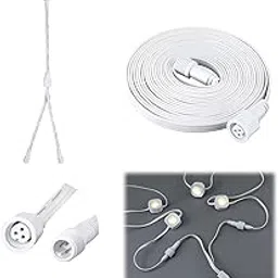 Waterproof Extension Cord Set Compatible with Govee Permanent Outdoor Lights 3 Pins Y Splitter Cable with Straight Extension Weatherproof Male to Female Patio Yard(13.1 ft,White,4 Pcs)-picture-21