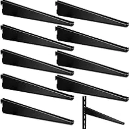 Yalikop 10 Pack Adjustable Shelf Brackets for Double Track System Closet Organization Heavy Duty Wire Shelf Brackets (Black,7 Inches)-picture-14