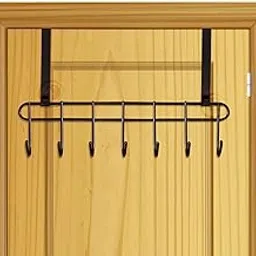 CANWAY® 3 Pieces 7 Hooks Stainless Steel Over-The-Door Hanger for Home and Office, No Drilling Required, Black-image-45
